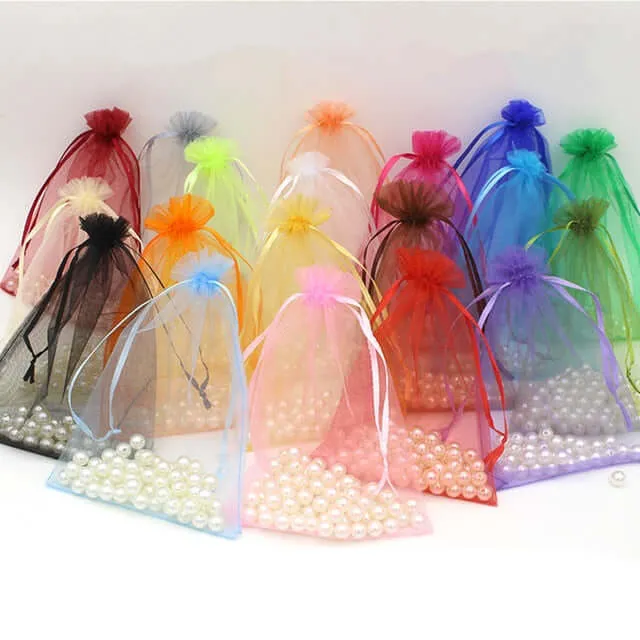 10 Pack 5"x7" Gold Organza Drawstring Wedding Party Favor Gift Bags