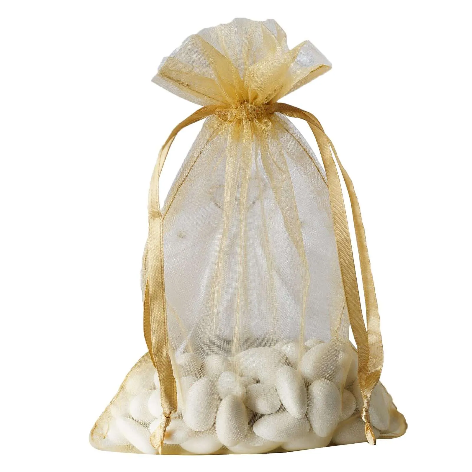 10 Pack 6"x9" Gold Organza Drawstring Wedding Party Favor Gift Bags