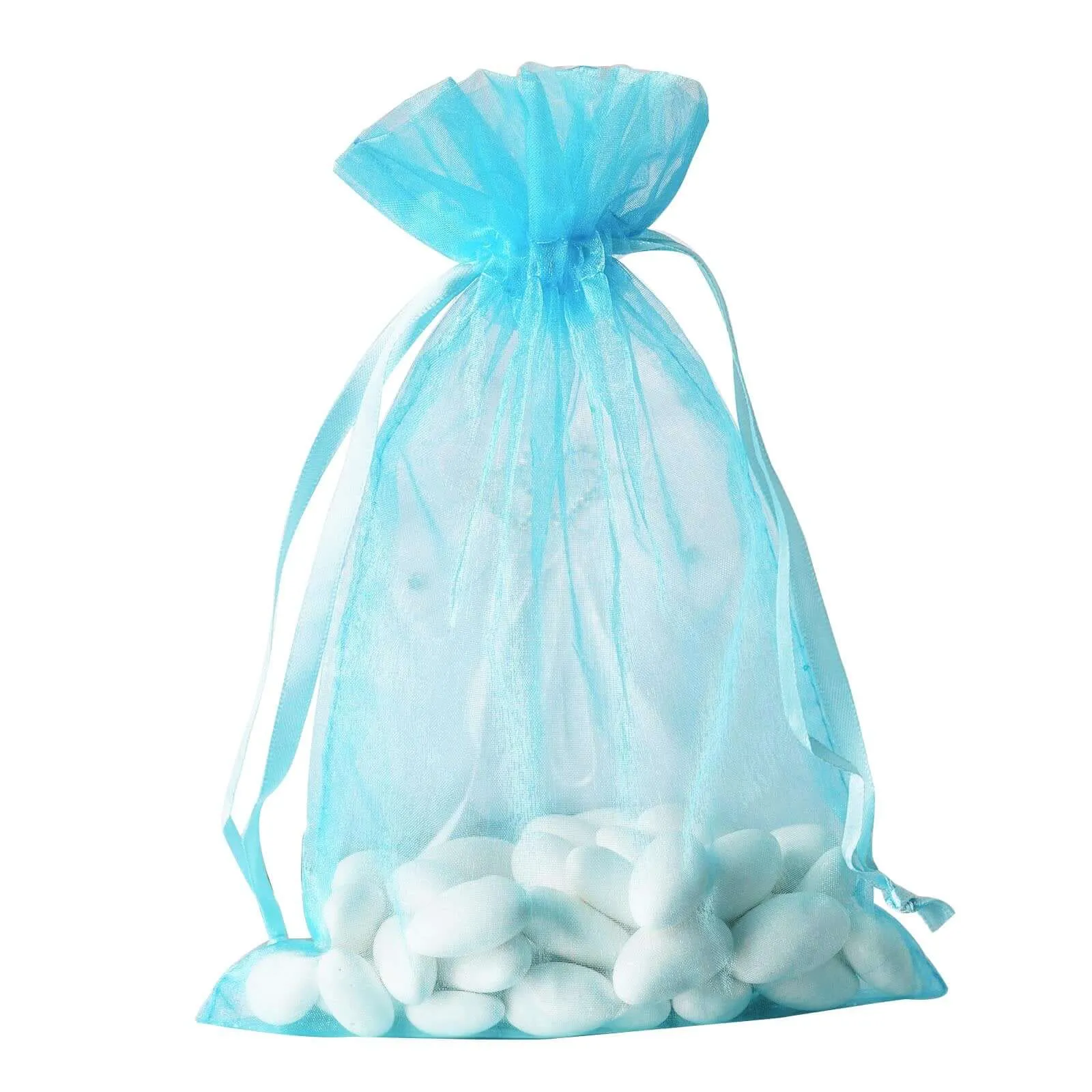 10 Pack 6"x9" Turquoise Organza Drawstring Wedding Party Favor Bags