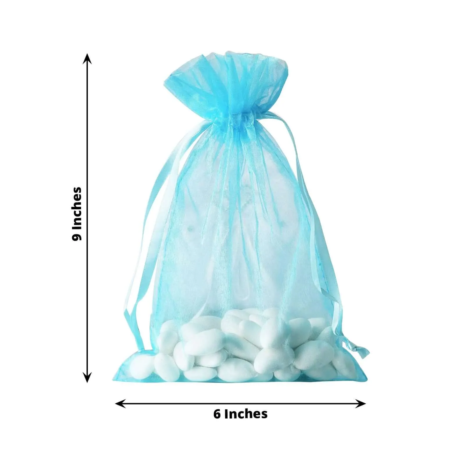 10 Pack 6"x9" Turquoise Organza Drawstring Wedding Party Favor Bags