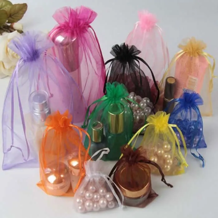 10 Pack Champagne Organza Drawstring Wedding Party Favor Gift Bags 5"x7"