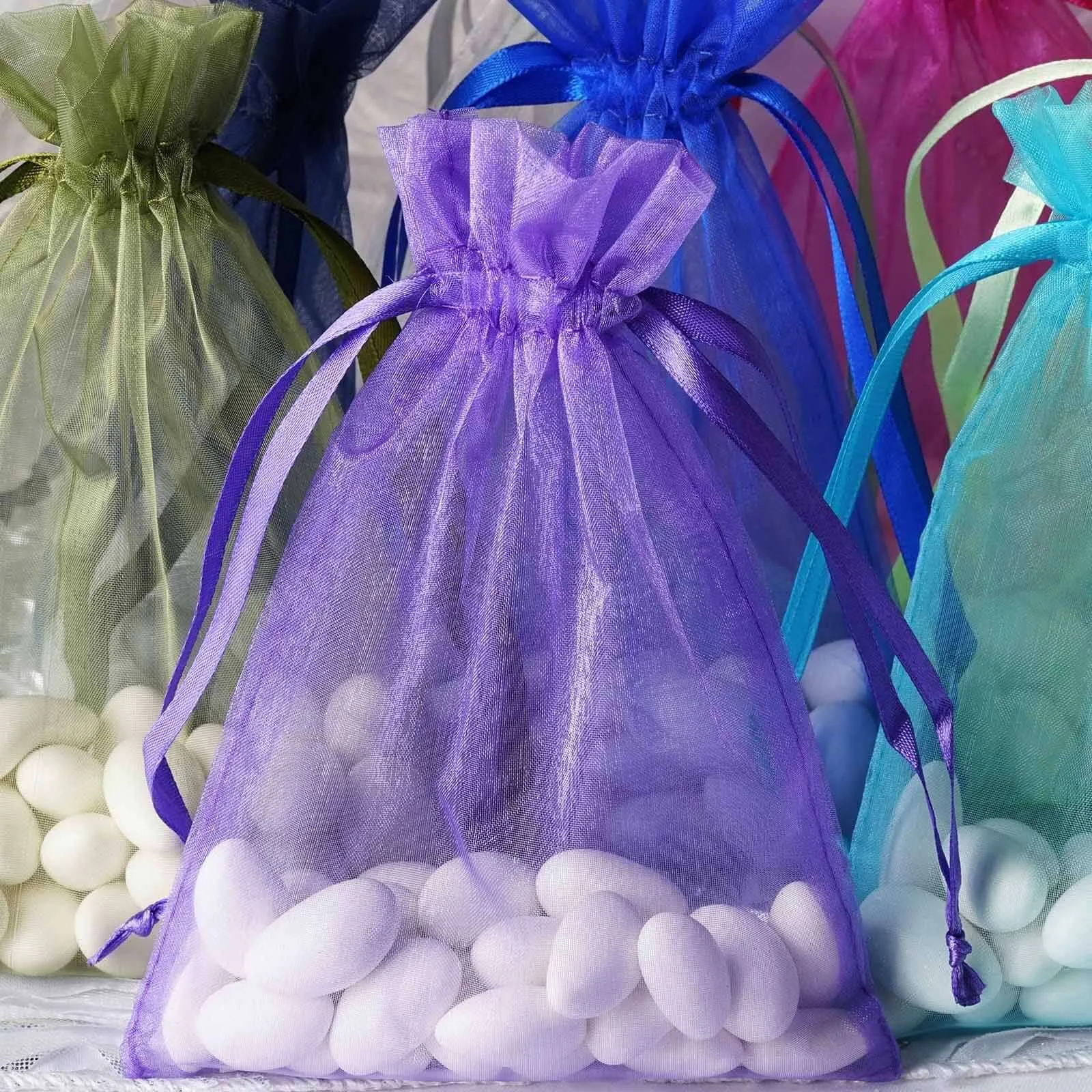 10 Pack Lavender Lilac Organza Drawstring Wedding Party Favor Gift Bags 5"x7"