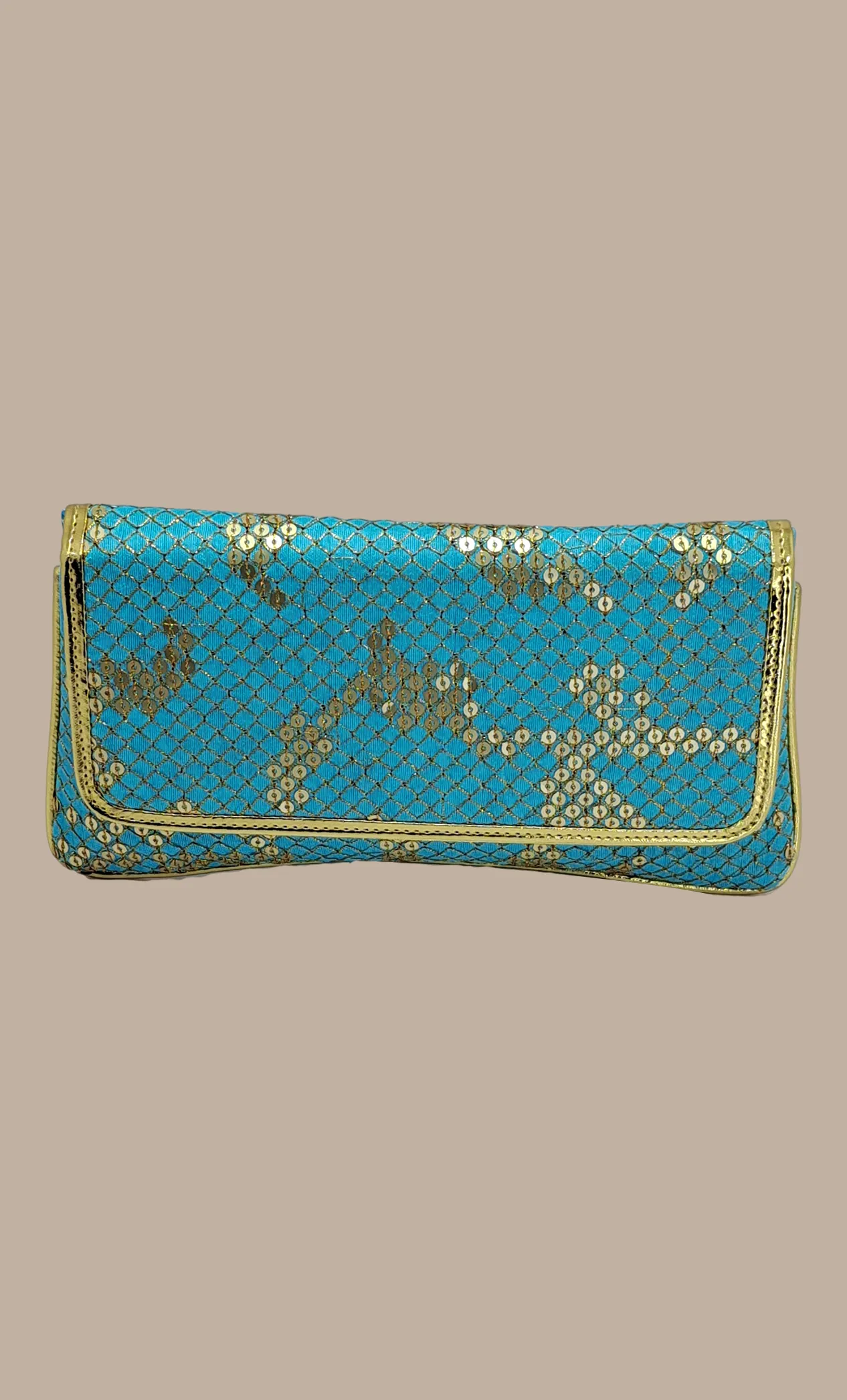 Aqua Blue Embroidered Clutch