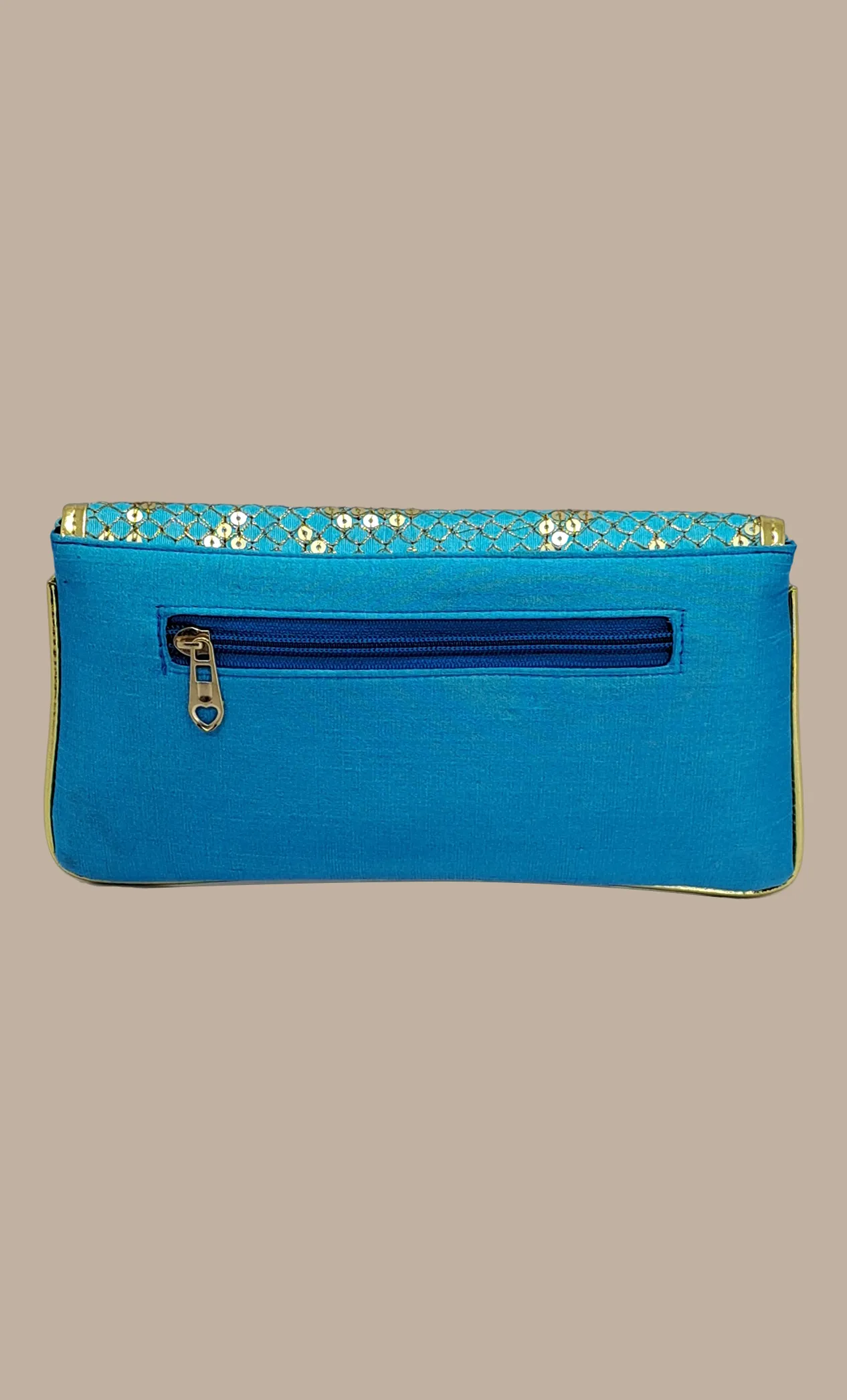 Aqua Blue Embroidered Clutch