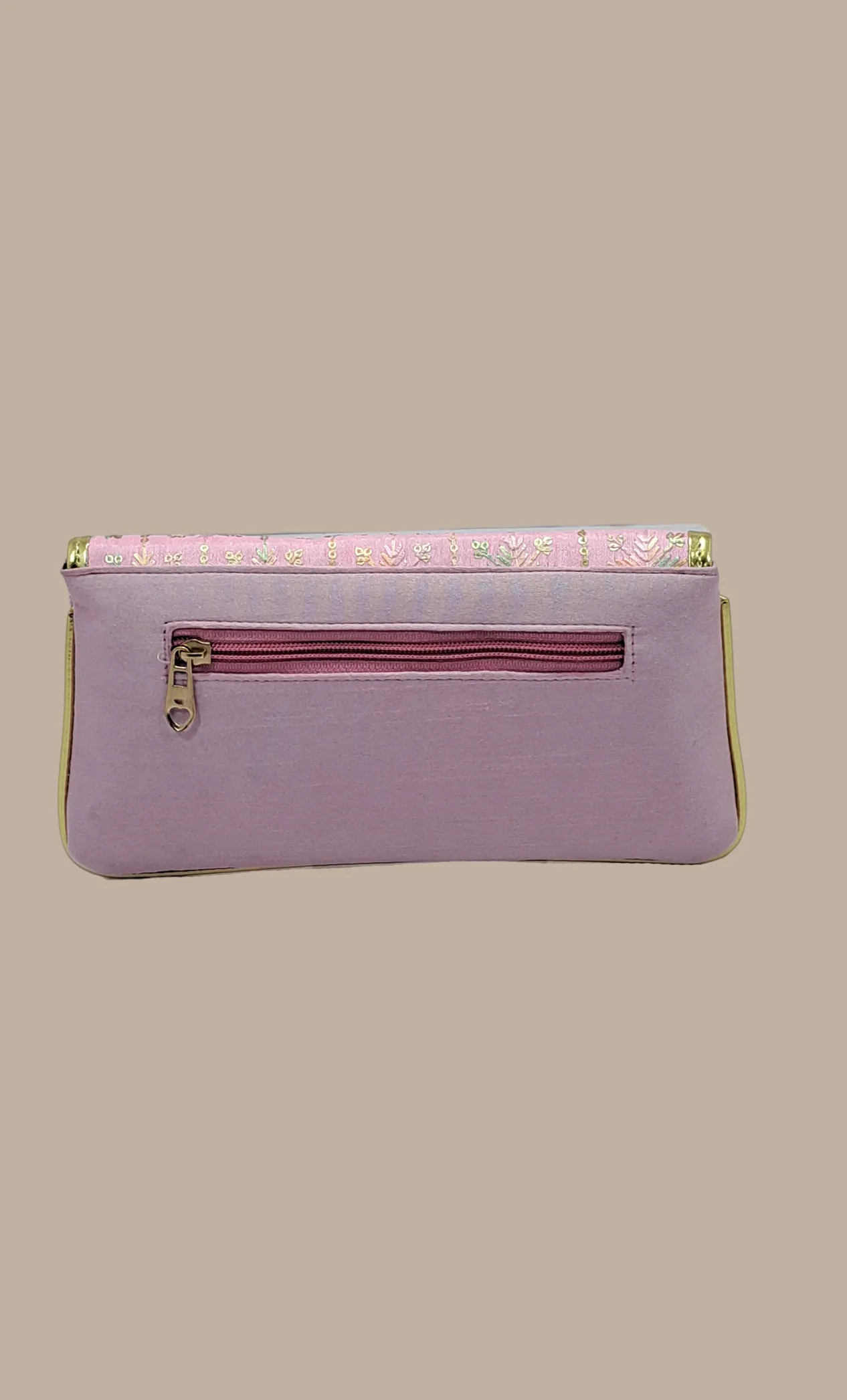 Baby Pink Embroidered Clutch