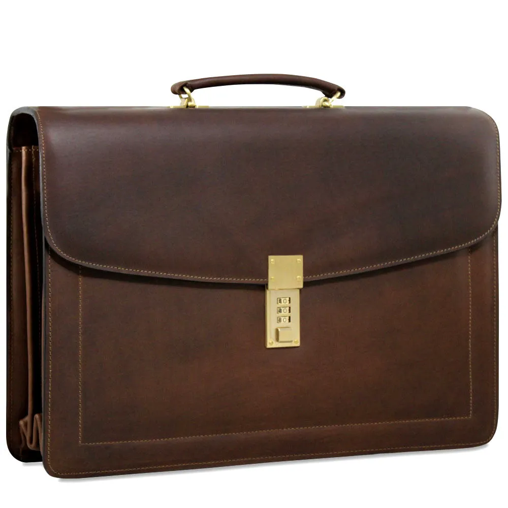 Belting Leather Executive Combination Lock Briefcase #9004