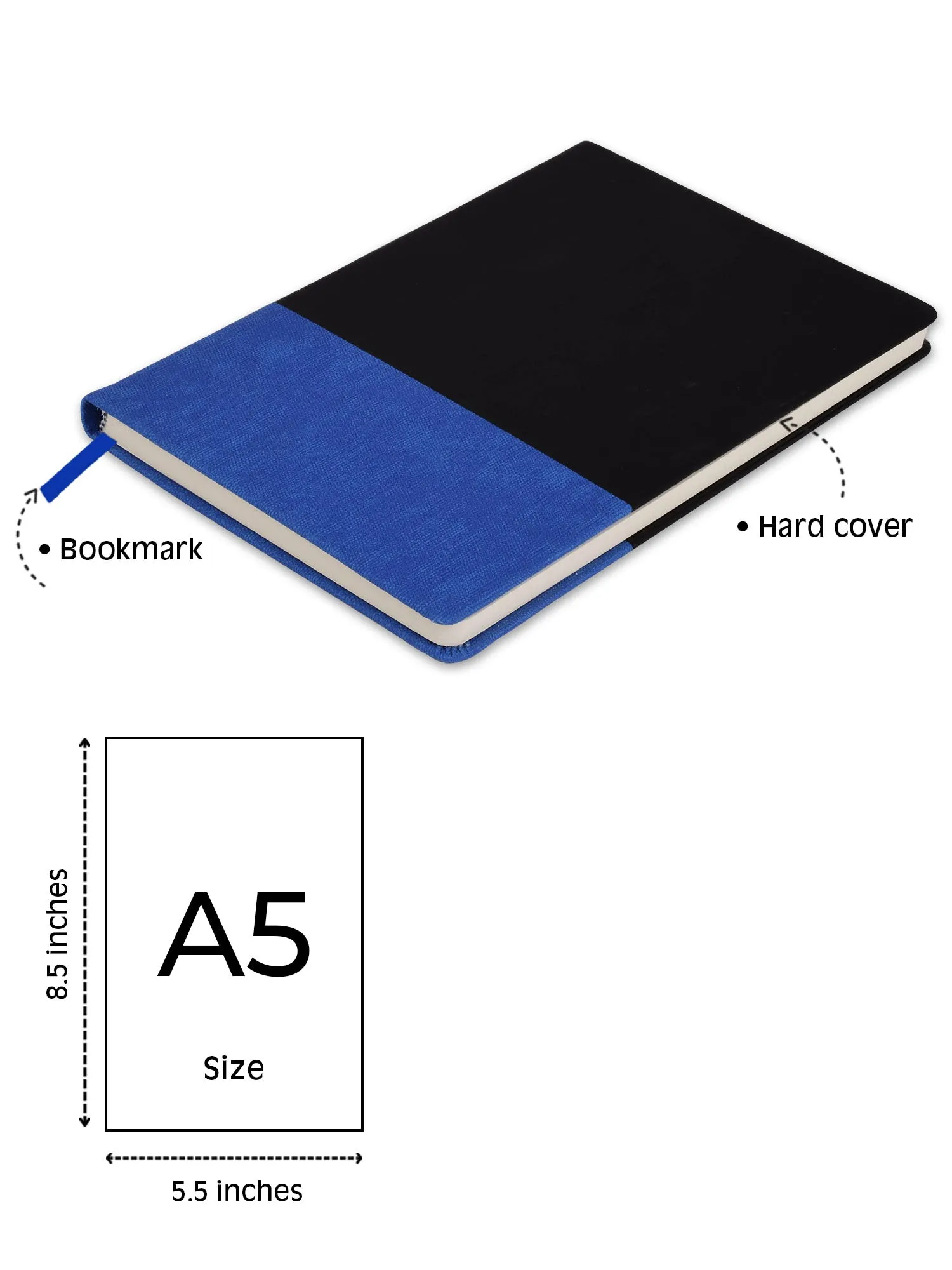 Bewick - A5 Notebook: Hardbound with Faux Leather - Blue