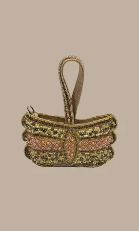 Bronze Embroidered Handbag