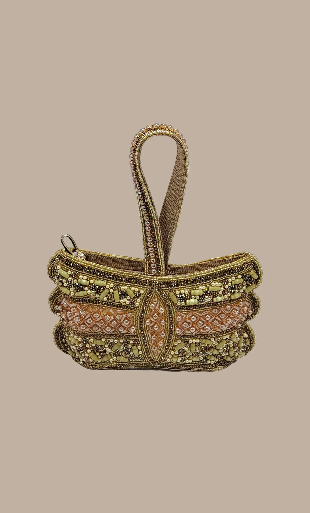 Bronze Embroidered Handbag