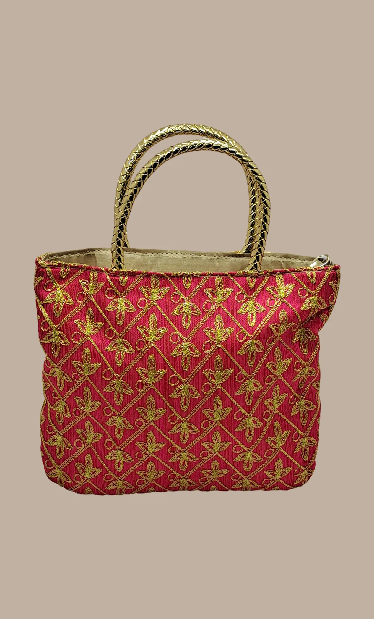 Cerise Embroidered Handbag