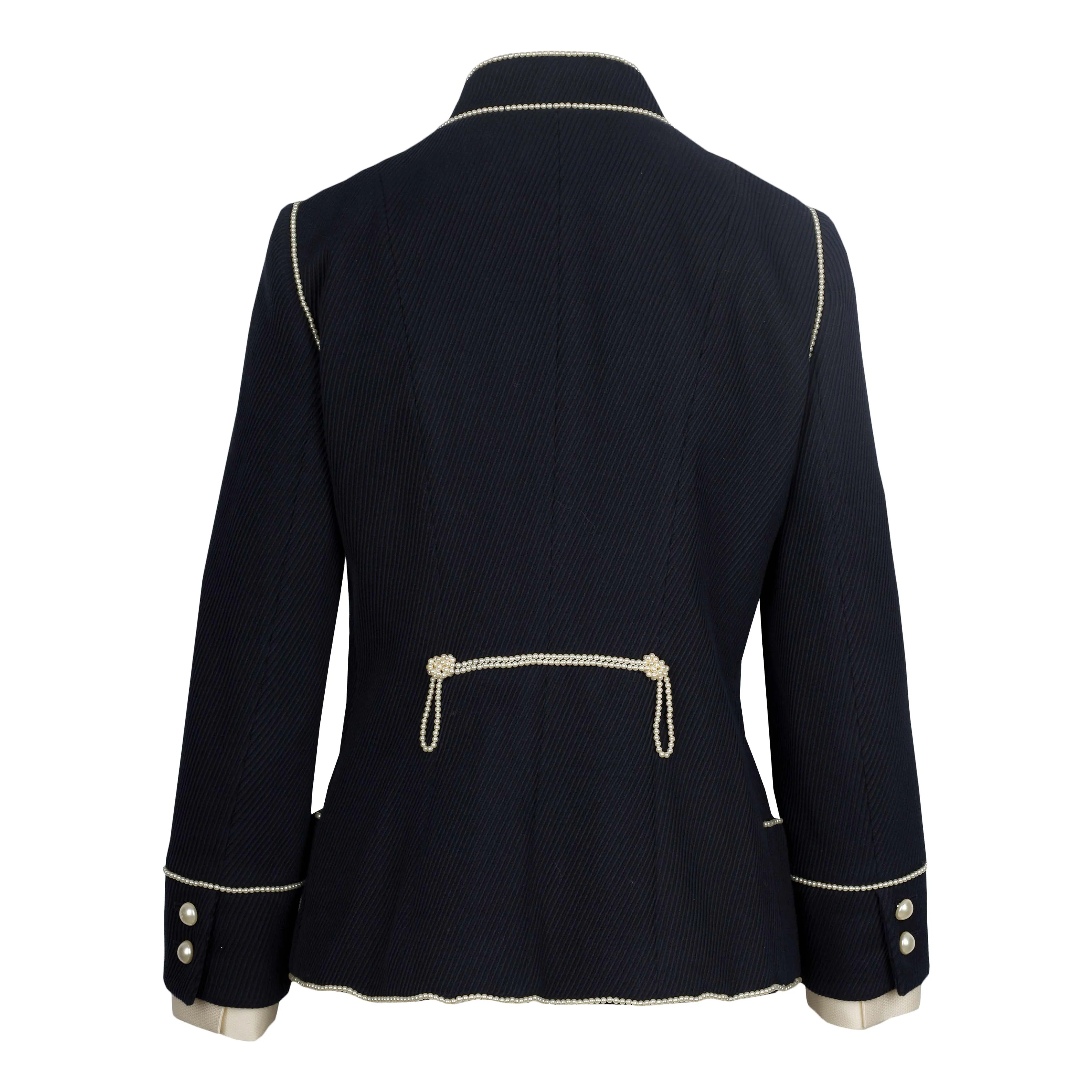 Chanel Navy Majorette Jacket with Pearls - '10s