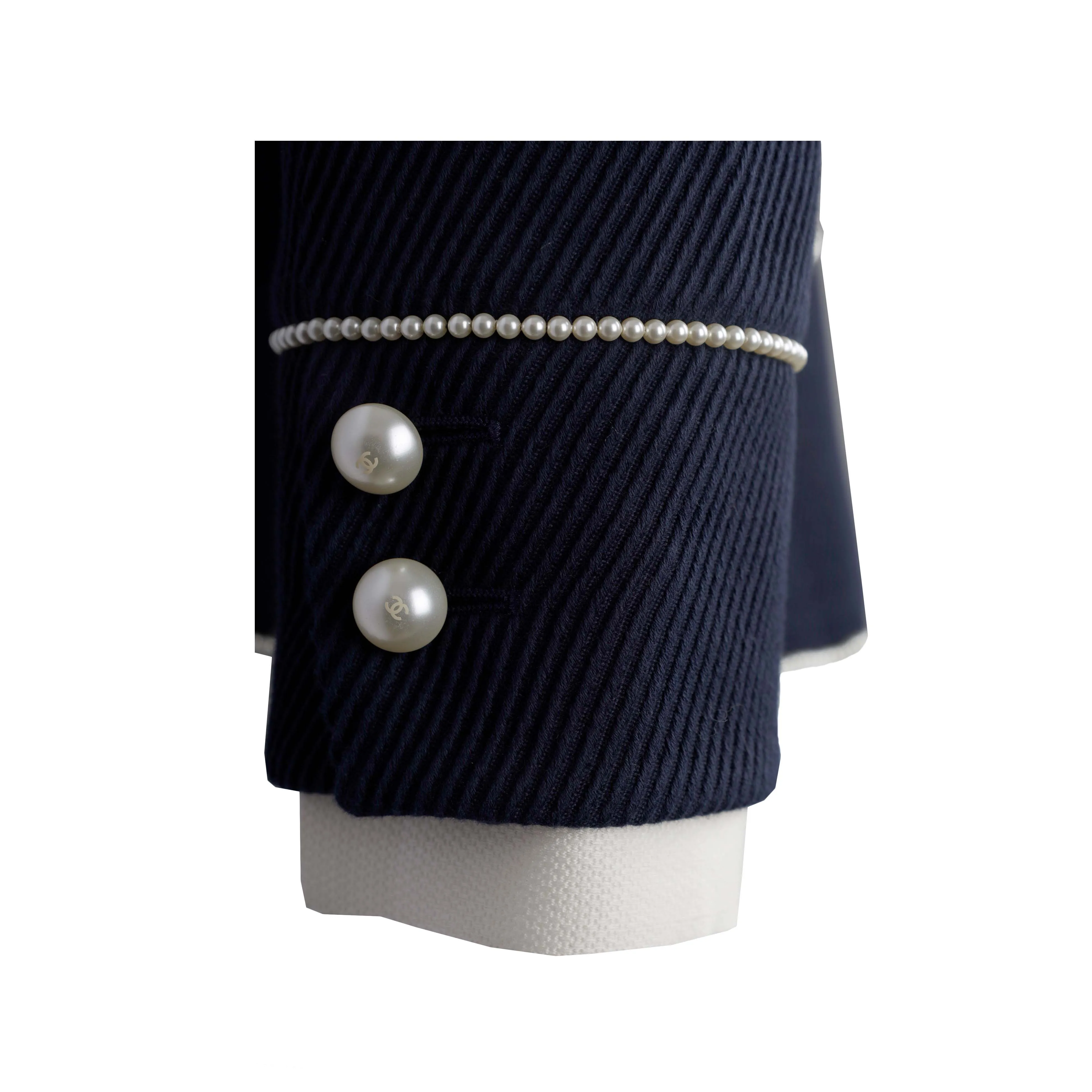 Chanel Navy Majorette Jacket with Pearls - '10s