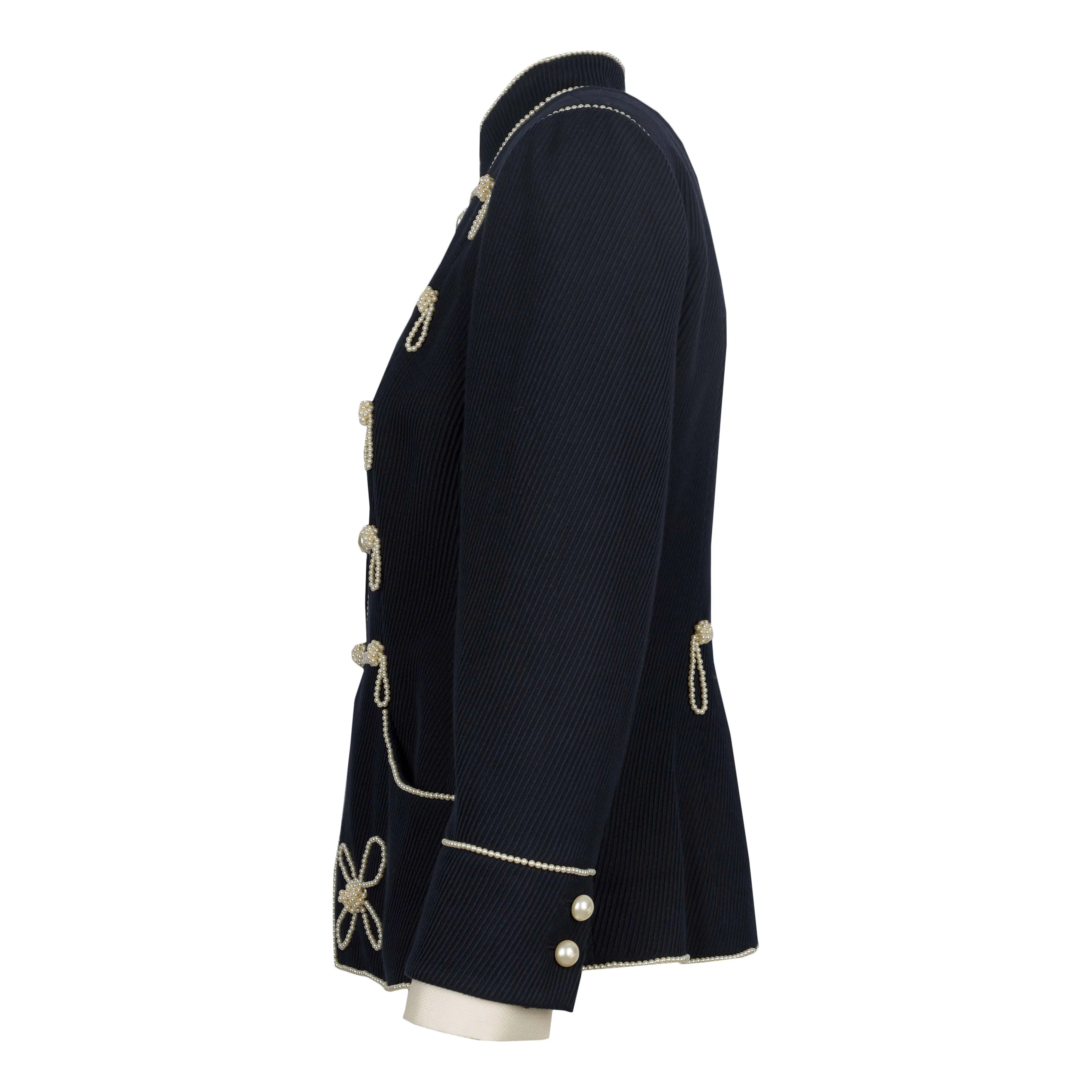 Chanel Navy Majorette Jacket with Pearls - '10s