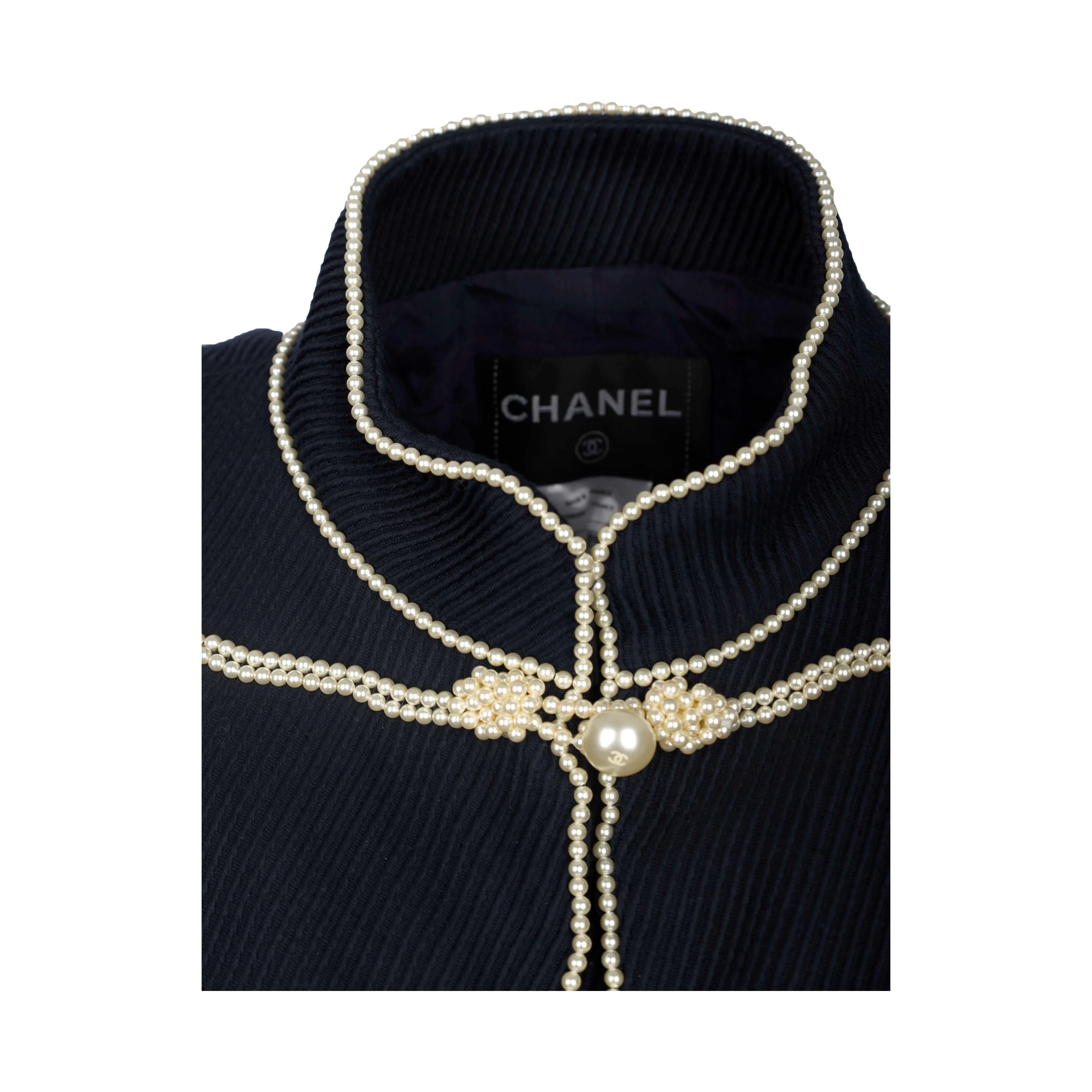 Chanel Navy Majorette Jacket with Pearls - '10s