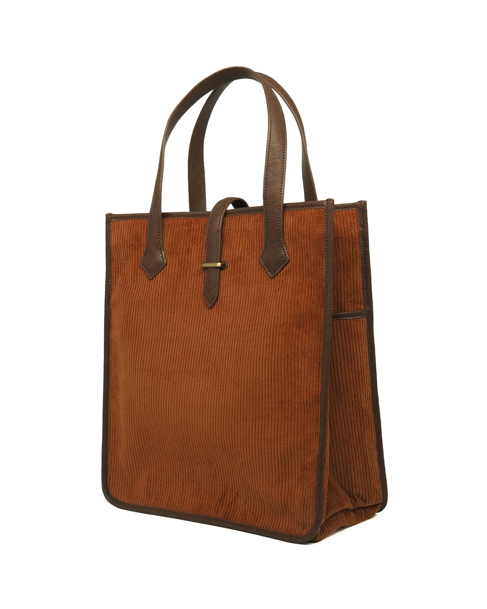 Corduroy Shopper Tote (Umber/ Khaki)