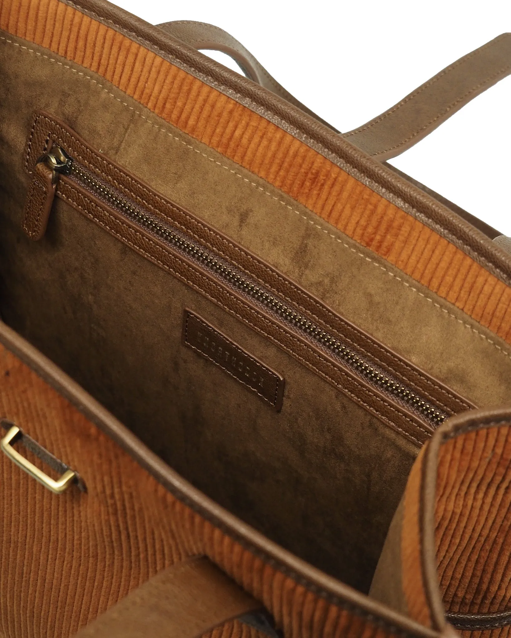 Corduroy Shopper Tote (Umber/ Khaki)