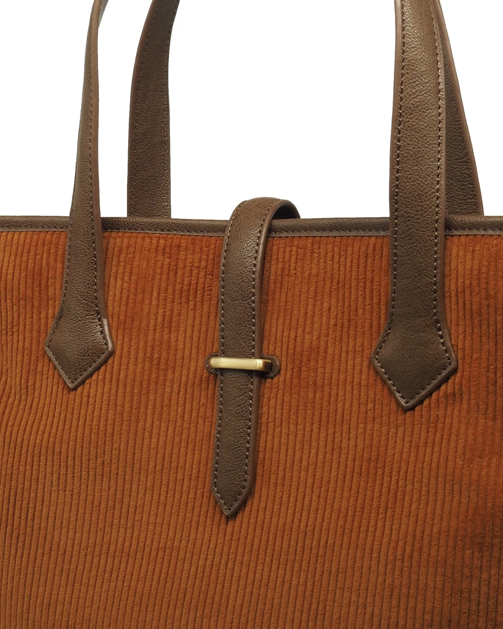 Corduroy Shopper Tote (Umber/ Khaki)