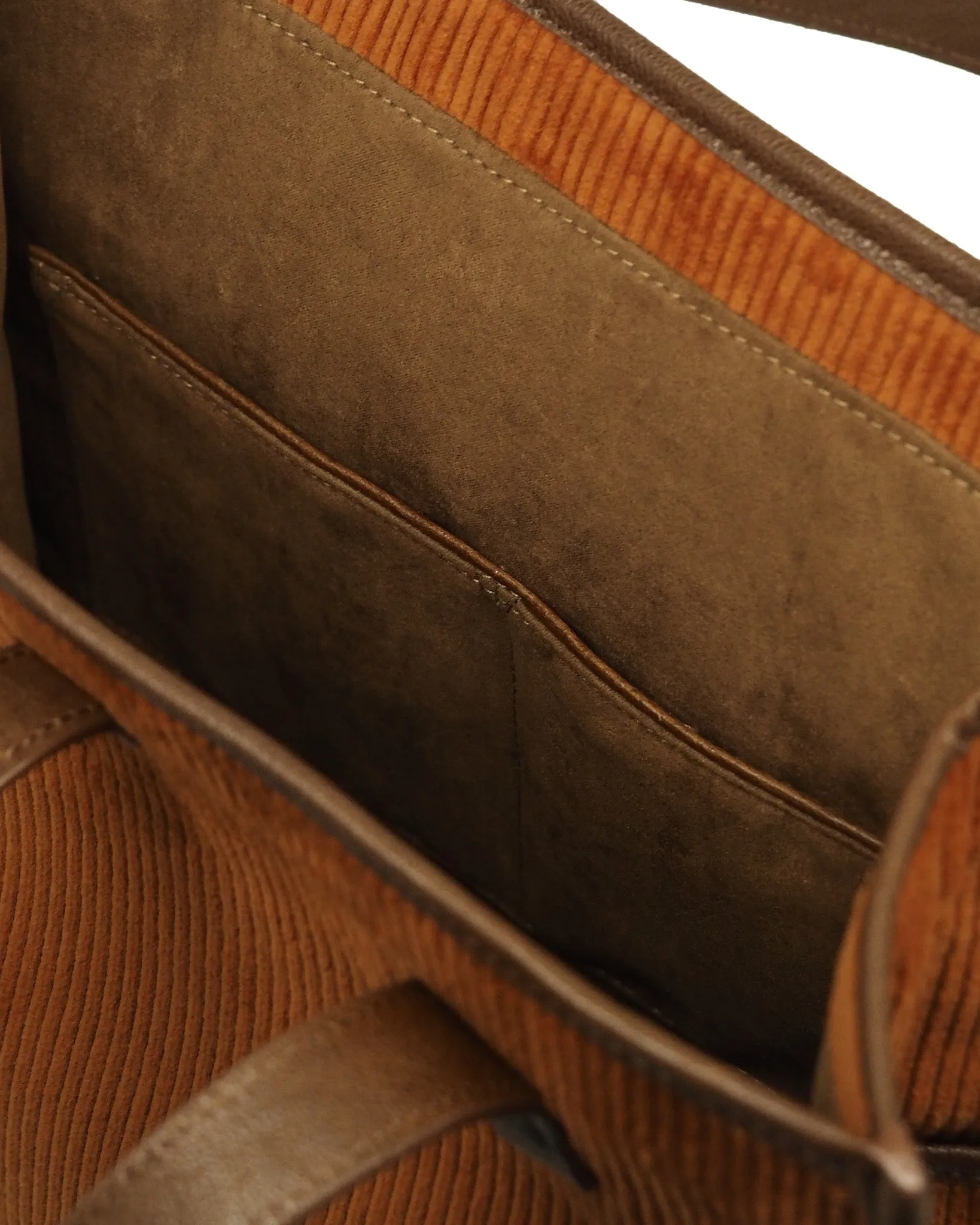 Corduroy Shopper Tote (Umber/ Khaki)