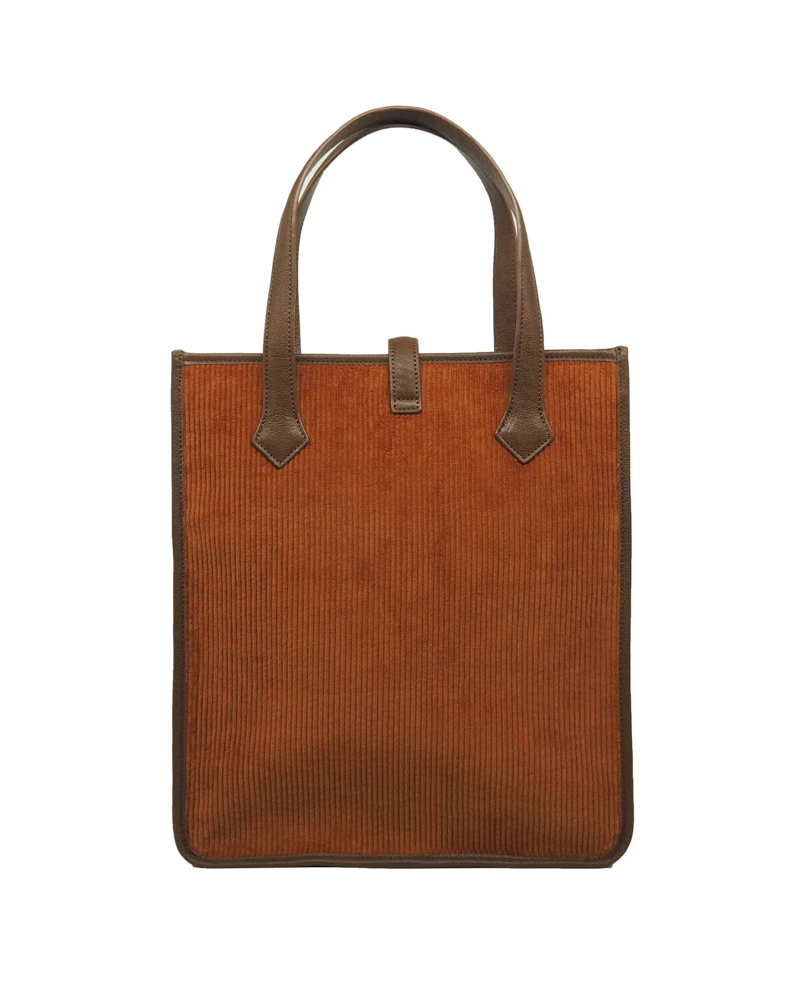 Corduroy Shopper Tote (Umber/ Khaki)