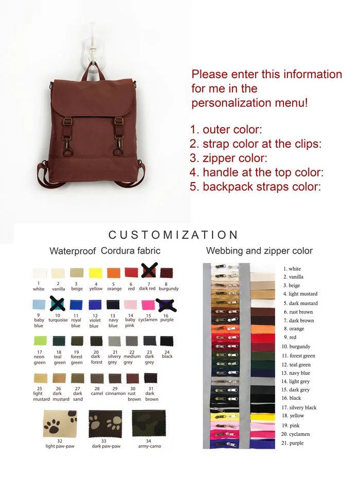 Customizable Rust Brown Women's Cross Body Backpack