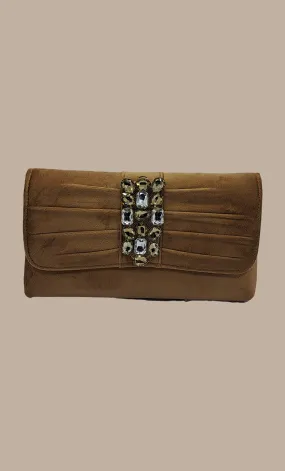 Deep Beige Embroidered Clutch