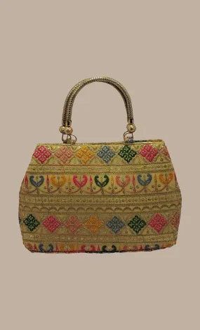 Deep Beige Embroidered Handbag