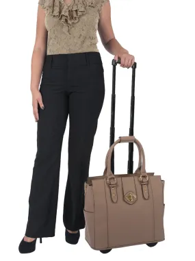 EXECUTIVE Taupe Computer iPad, Laptop Tablet Rolling Tote Bag Briefcase Carryall Bag