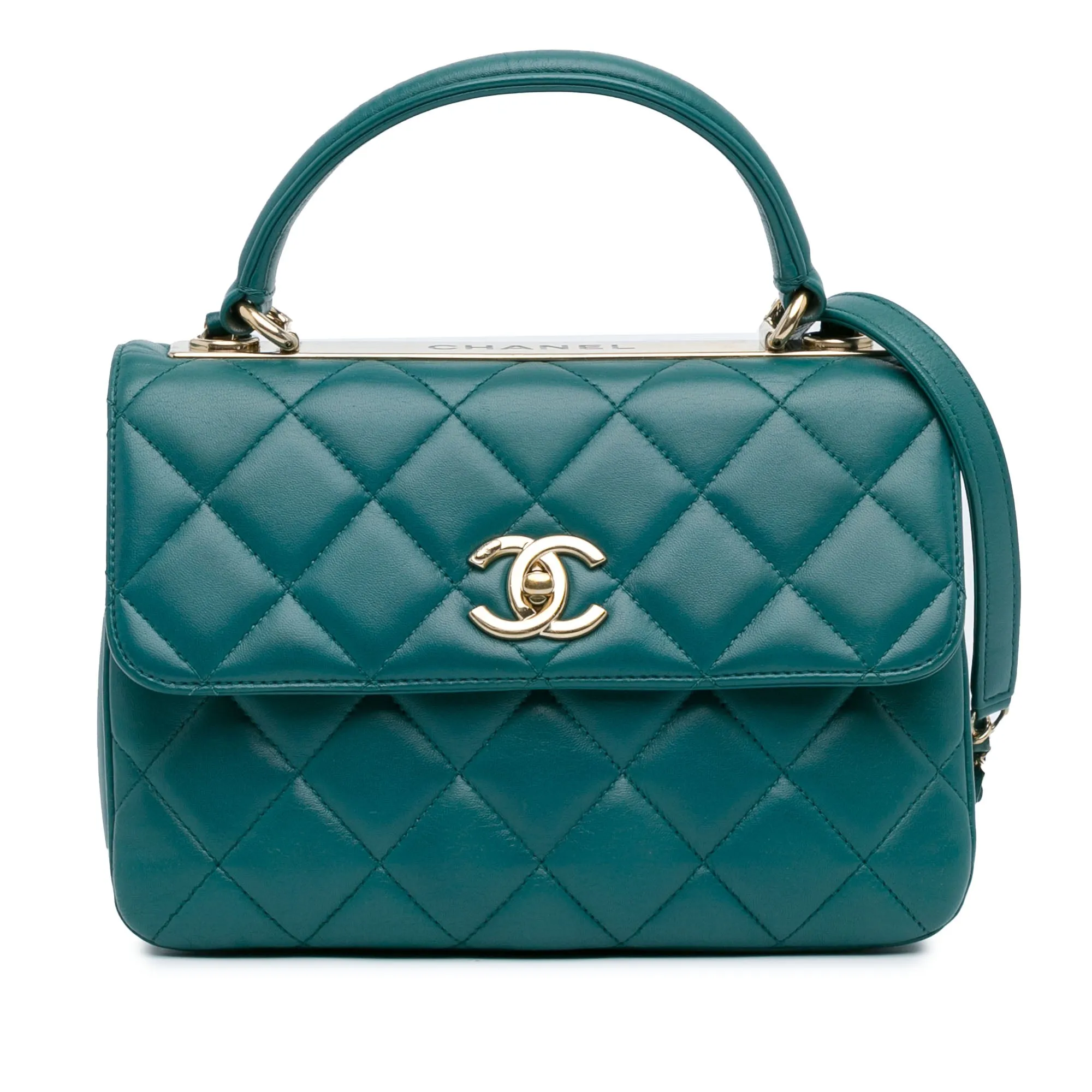 Green Chanel Small Lambskin Trendy CC Flap Satchel