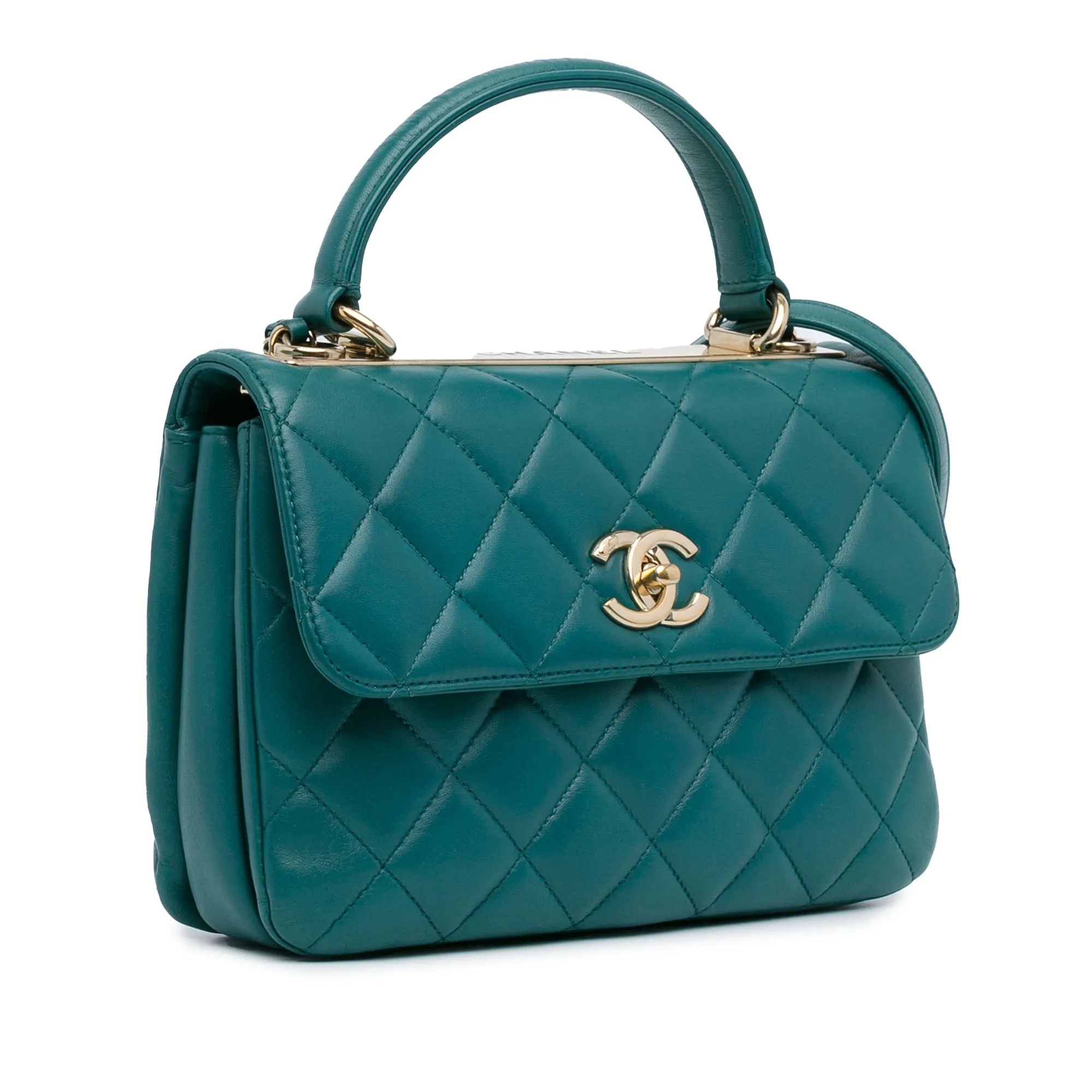 Green Chanel Small Lambskin Trendy CC Flap Satchel