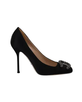 Gucci Dionysus Embellished Pumps in Black Satin