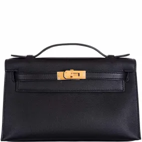 Hermès Kelly Mini Pochette Black Swift Gold Hardware