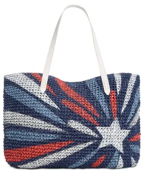 INC Tropical Straw Tote - Blue Star