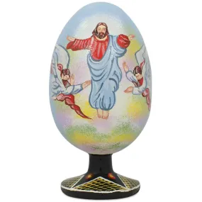 Jesus Rising with Angels Wooden Easter Egg Figurine 4.75 Inches