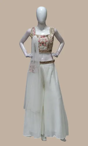 Light Cream Embroidered Palazzo Set