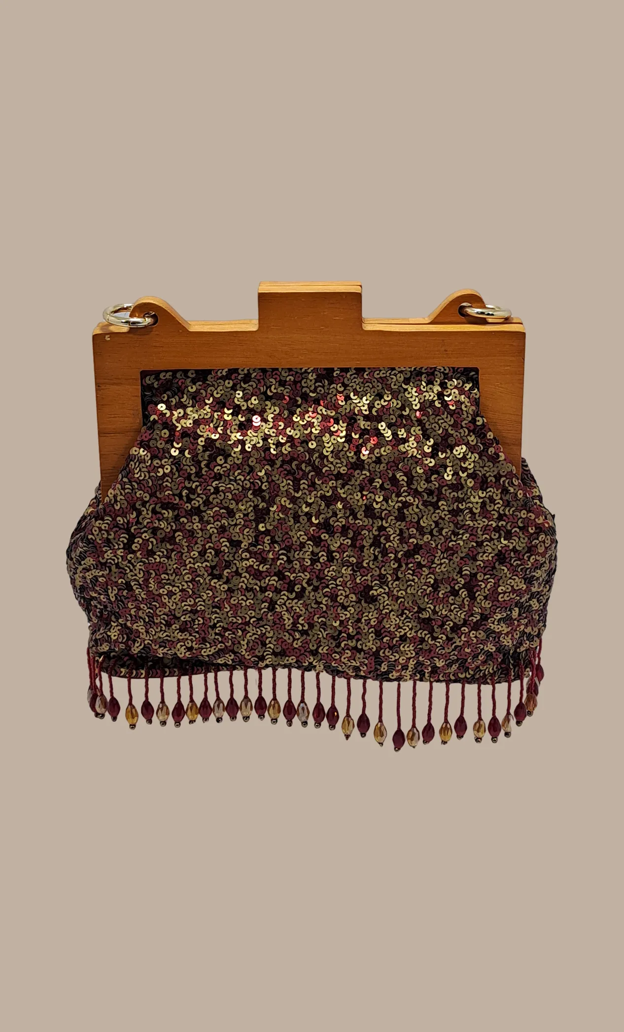 Maroon Sequin Embroidered Handbag