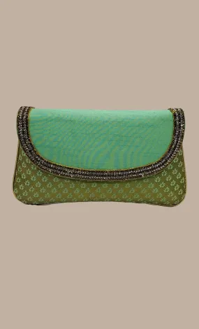 Mint Green Embroidered Clutch