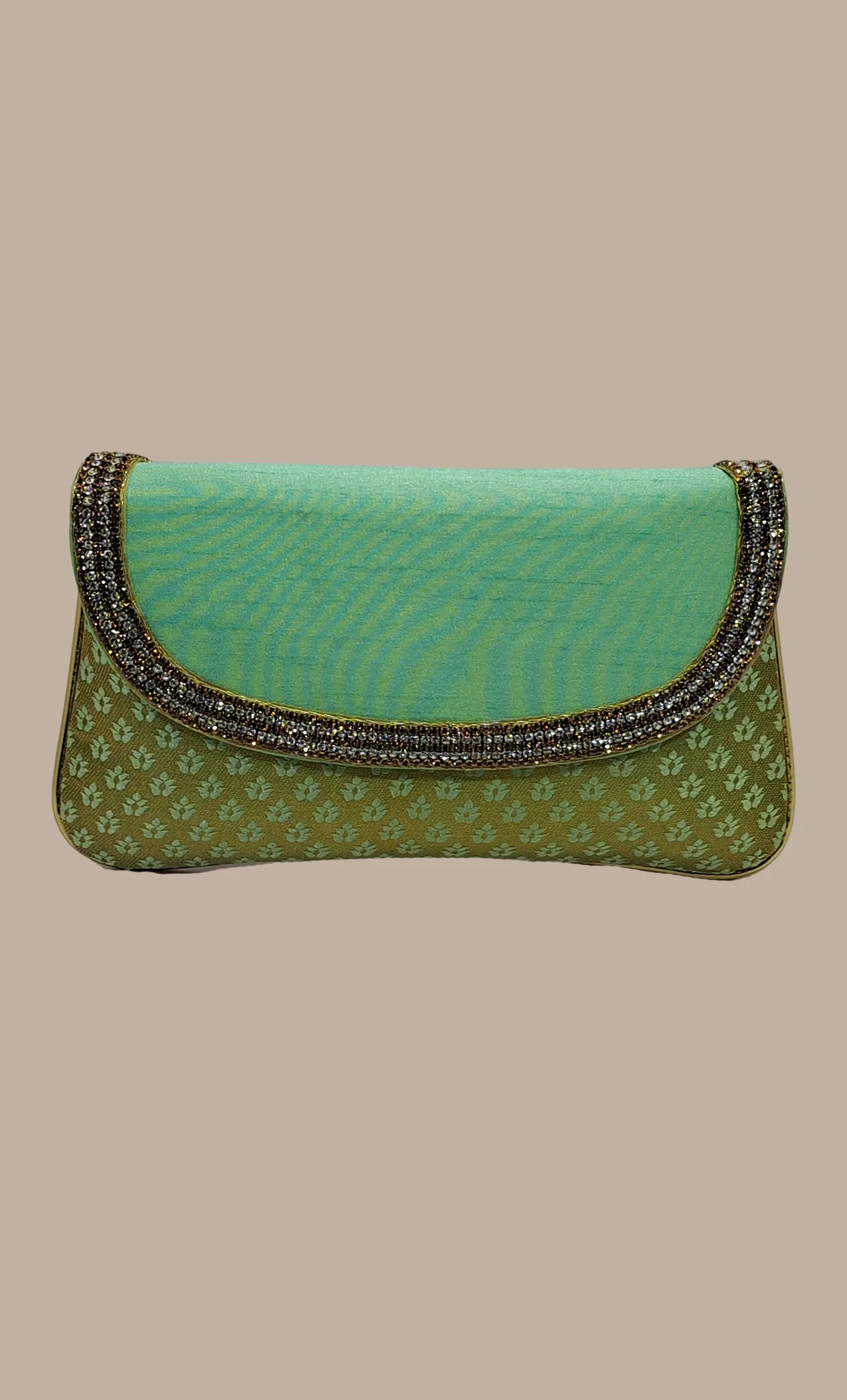 Mint Green Embroidered Clutch