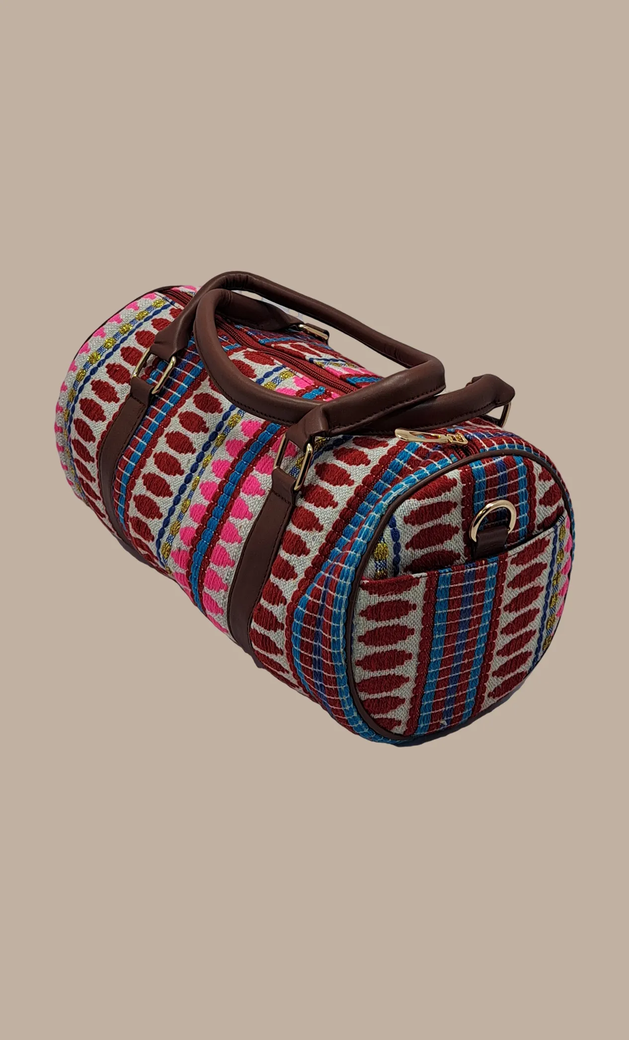 Multi-Colour Woven Handbag With Matching Purse