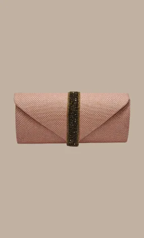 Peach Embroidered Clutch