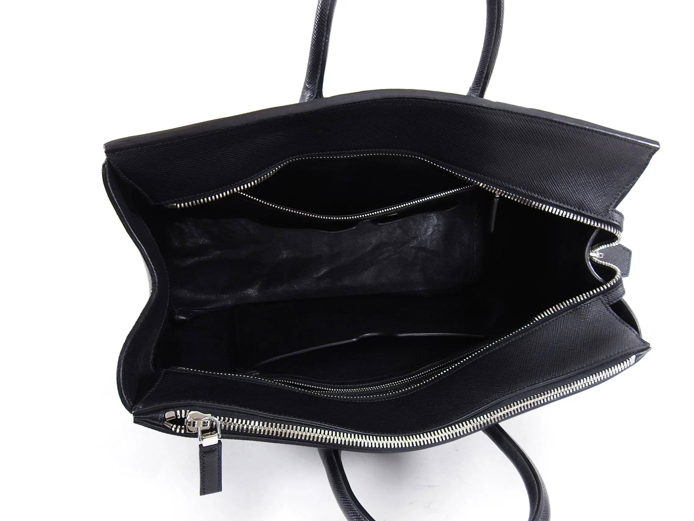 Prada Black Saffiano Leather XL Zippered Executive Tote Bag