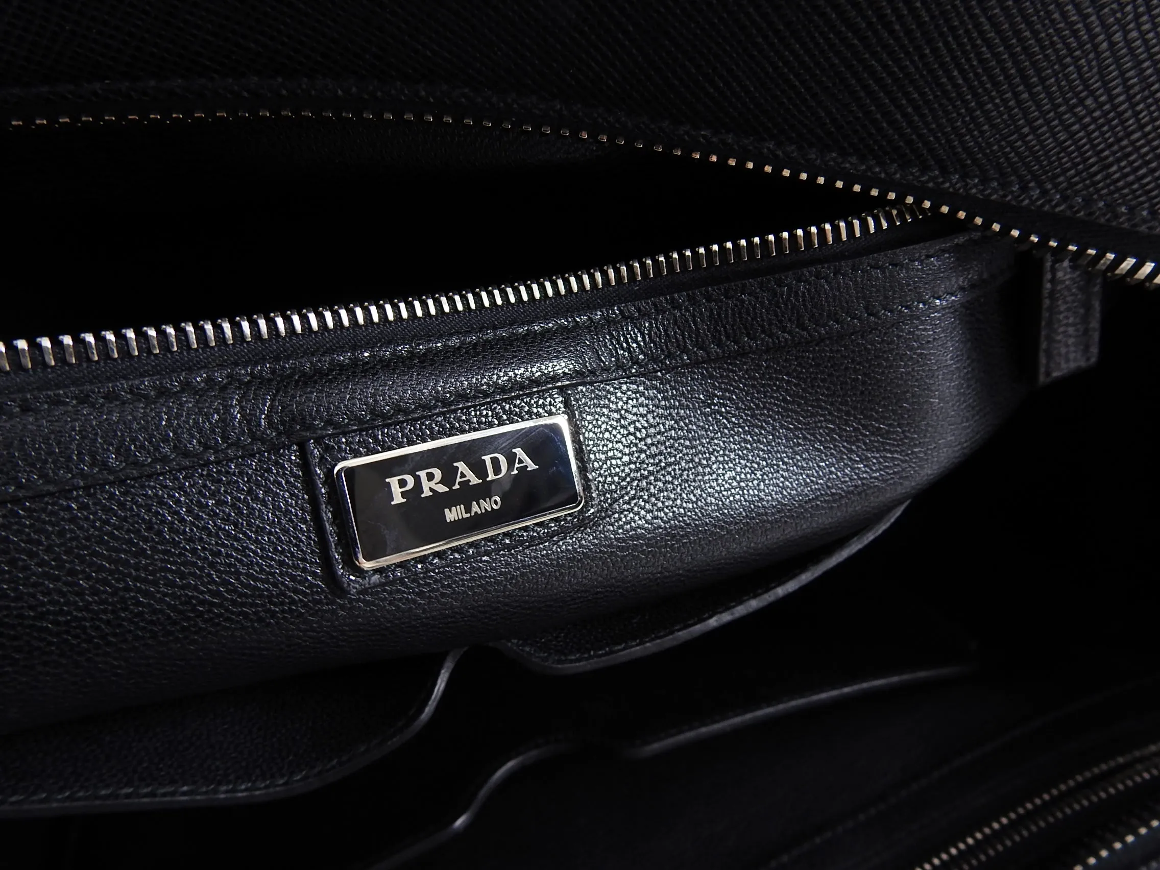 Prada Black Saffiano Leather XL Zippered Executive Tote Bag