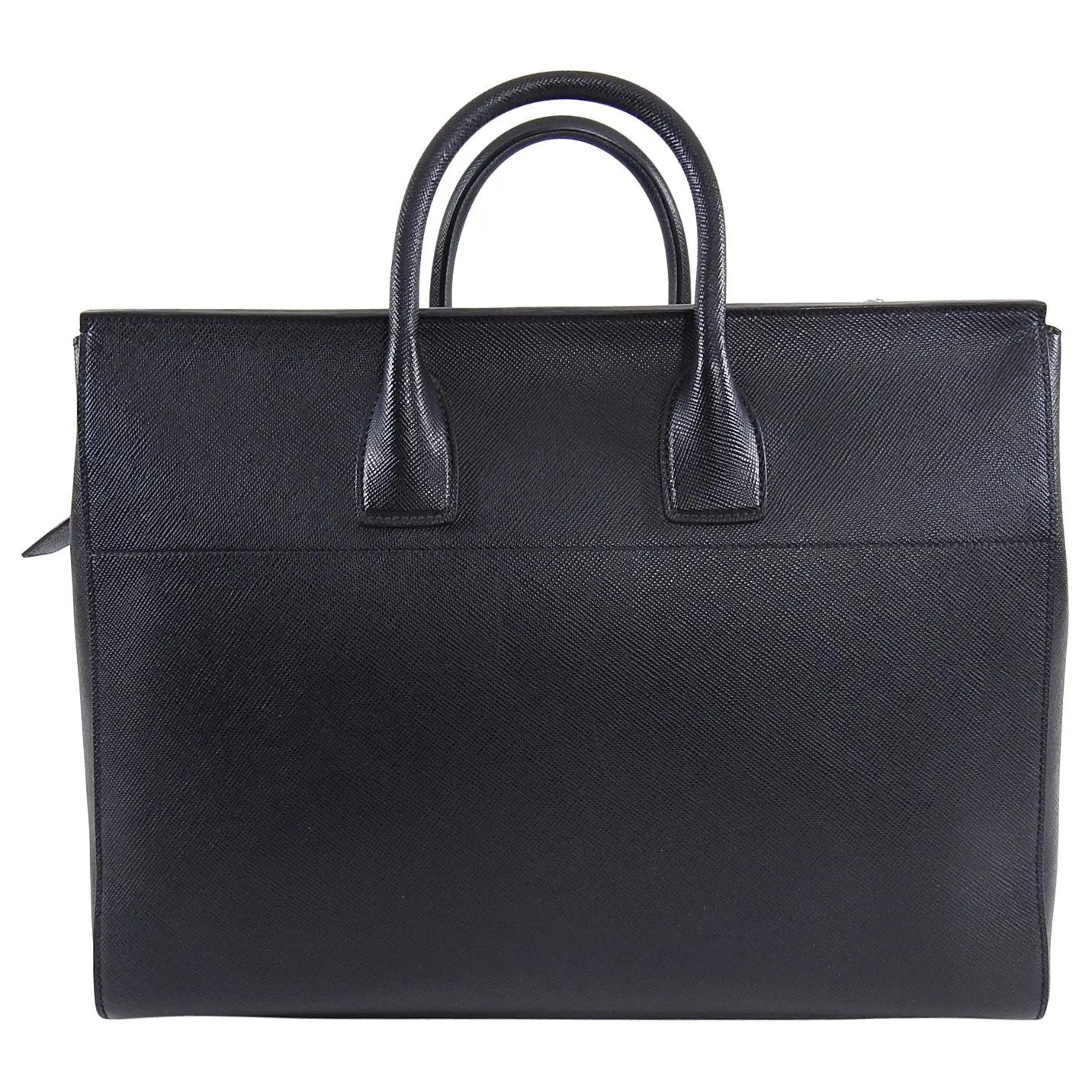 Prada Black Saffiano Leather XL Zippered Executive Tote Bag