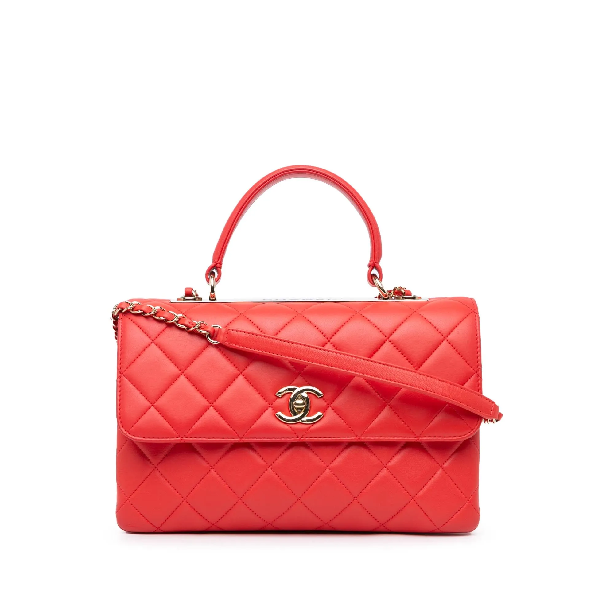 Red Chanel Medium Lambskin Trendy CC Flap Satchel