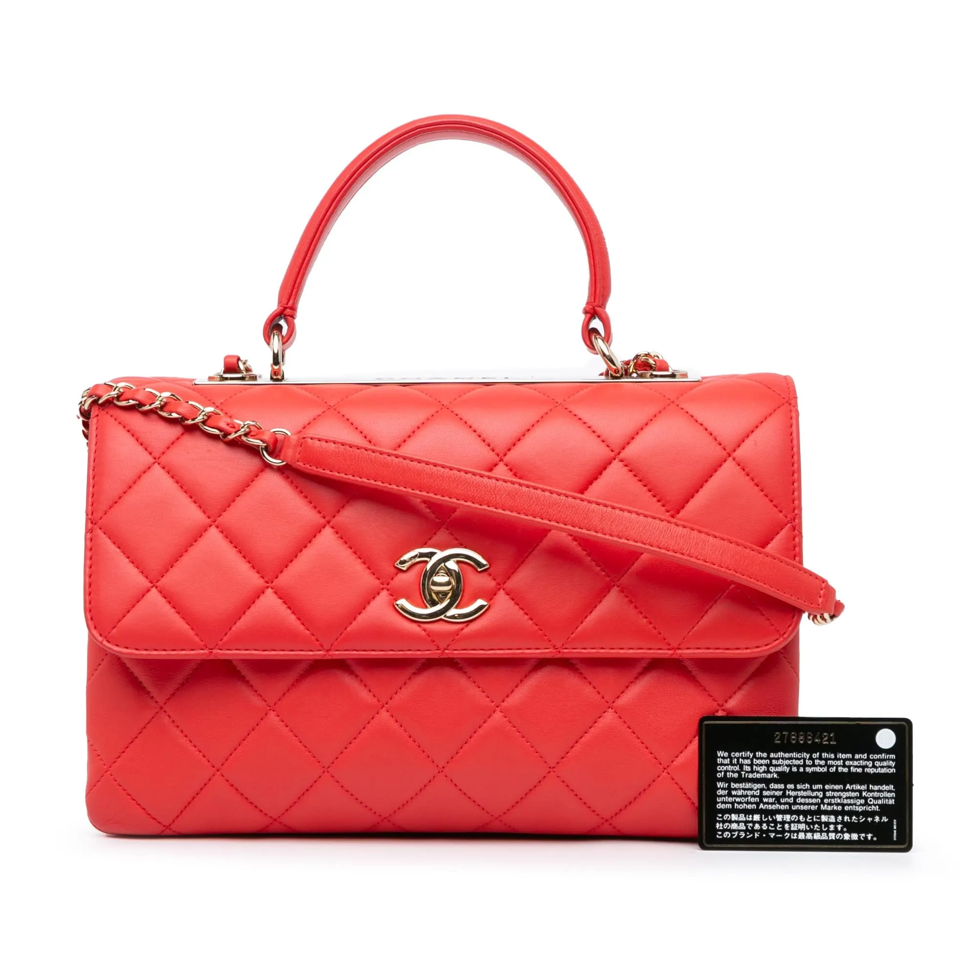 Red Chanel Medium Lambskin Trendy CC Flap Satchel