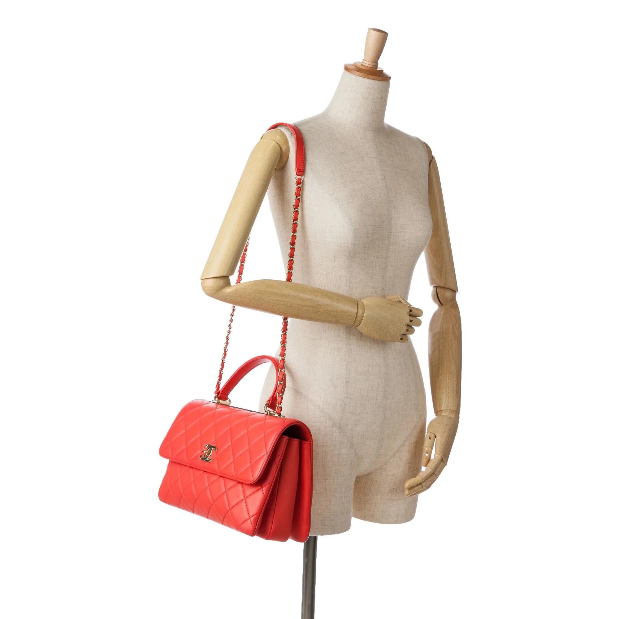 Red Chanel Medium Lambskin Trendy CC Flap Satchel