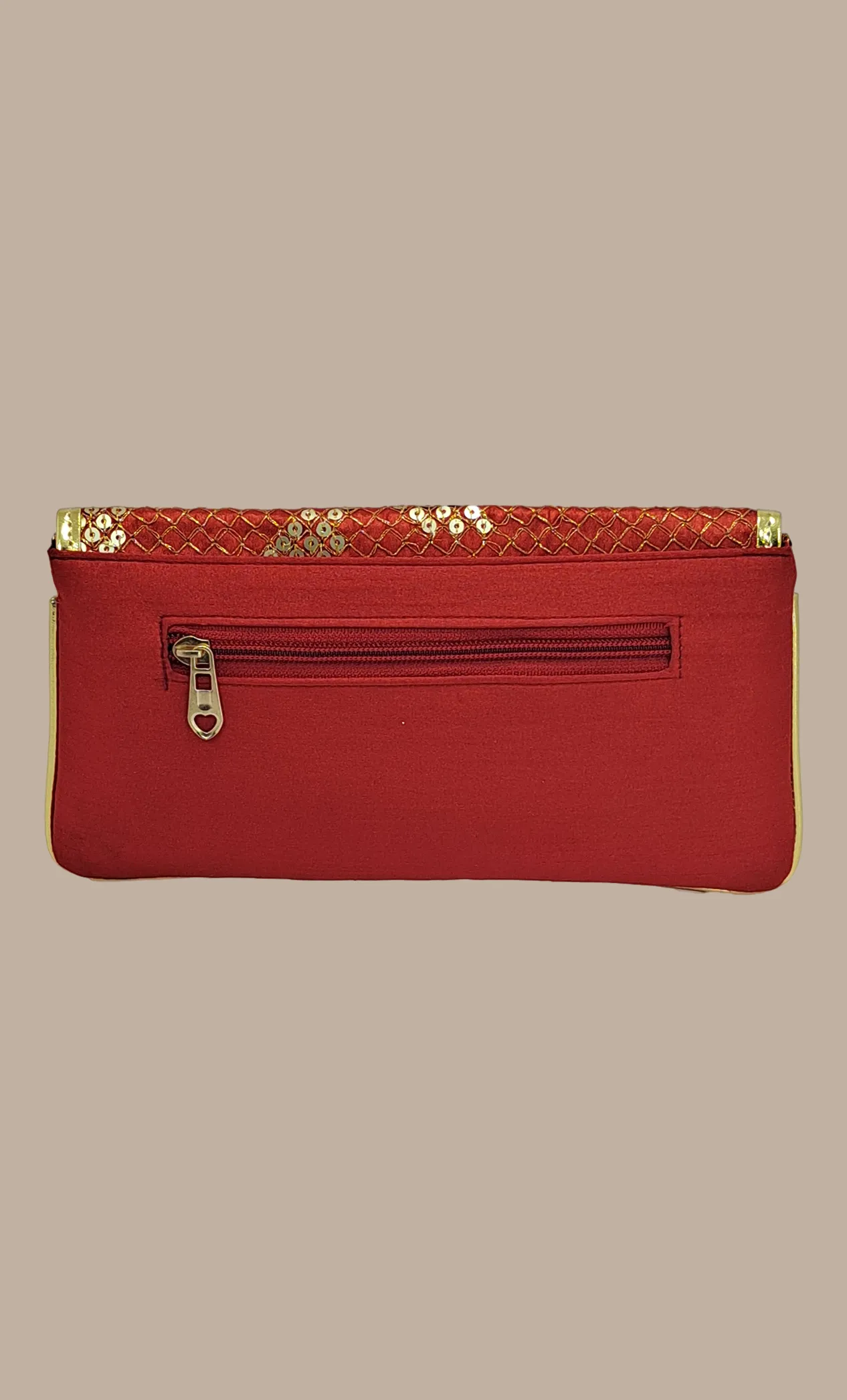 Red Embroidered Clutch