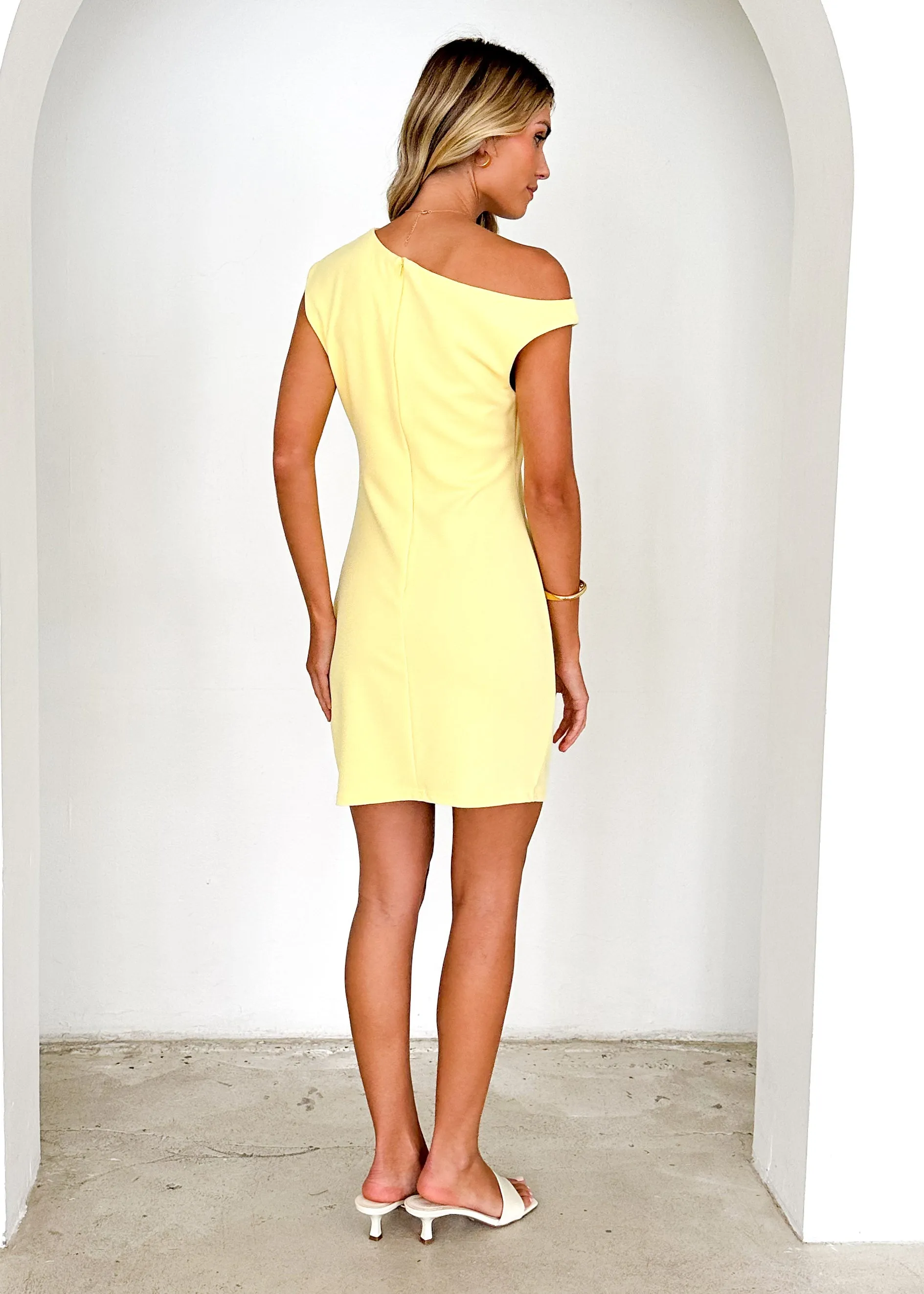 Ribah One Shoulder Dress - Yellow