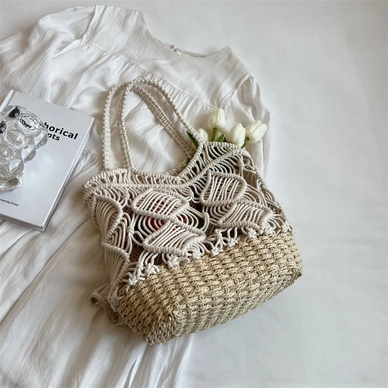 Straw Beach Bag Travel Casual Tote Bag