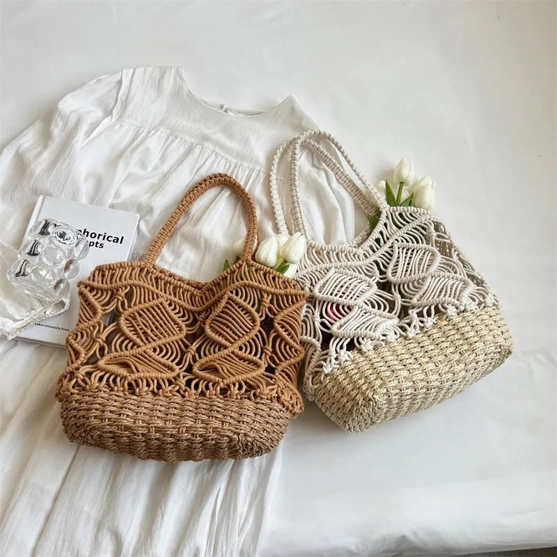 Straw Beach Bag Travel Casual Tote Bag