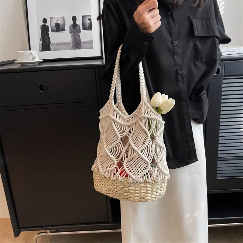 Straw Beach Bag Travel Casual Tote Bag